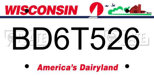 BD6T526 Wisconsin License Plate