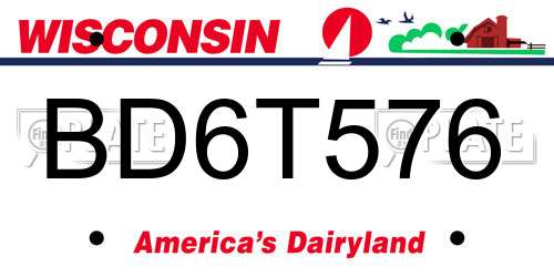 BD6T576 Wisconsin License Plate