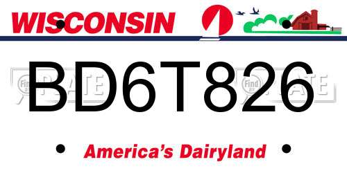 BD6T826 Wisconsin License Plate