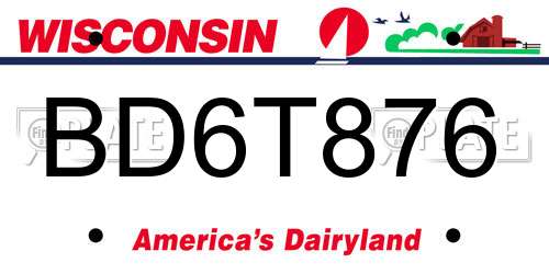 BD6T876 Wisconsin License Plate