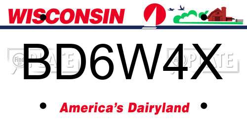 BD6W4X Wisconsin License Plate
