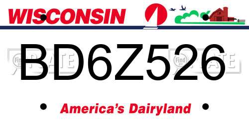 BD6Z526 Wisconsin License Plate