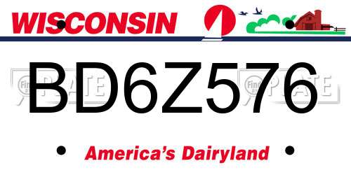 BD6Z576 Wisconsin License Plate