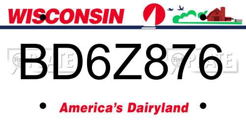 BD6Z876 Wisconsin License Plate