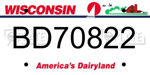 BD70822 Wisconsin License Plate