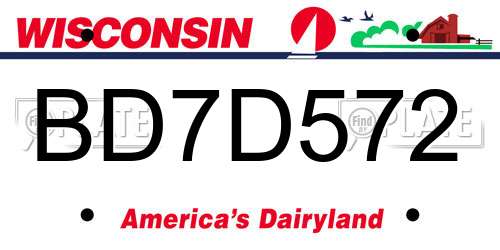 BD7D572 Wisconsin License Plate