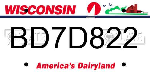 BD7D822 Wisconsin License Plate