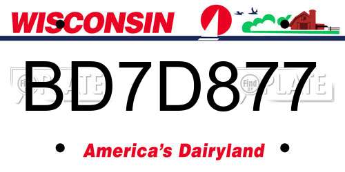 BD7D877 Wisconsin License Plate