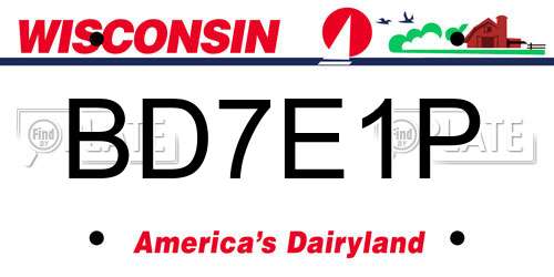 BD7E1P Wisconsin License Plate