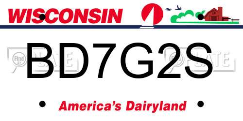BD7G2S Wisconsin License Plate