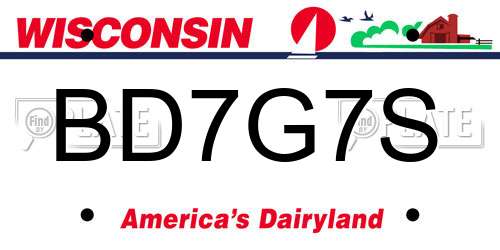 BD7G7S Wisconsin License Plate