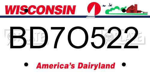BD7O522 Wisconsin License Plate