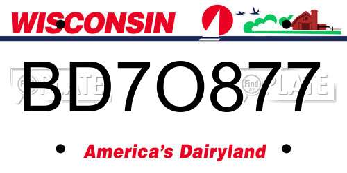 BD7O877 Wisconsin License Plate