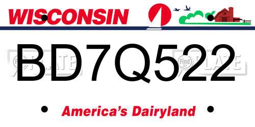 BD7Q522 Wisconsin License Plate