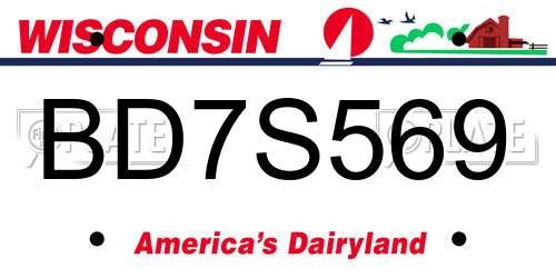 BD7S569 Wisconsin License Plate
