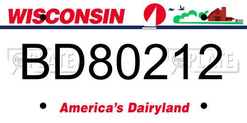 BD80212 Wisconsin License Plate