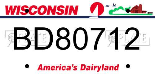 BD80712 Wisconsin License Plate