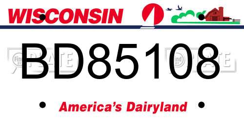 BD85108 Wisconsin License Plate