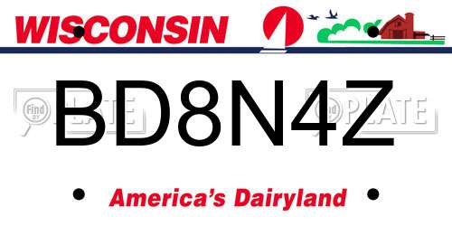 BD8N4Z Wisconsin License Plate