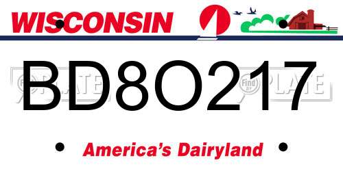 BD8O217 Wisconsin License Plate