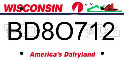 BD8O712 Wisconsin License Plate
