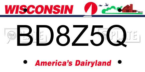 BD8Z5Q Wisconsin License Plate