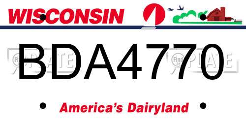 BDA4770 Wisconsin License Plate