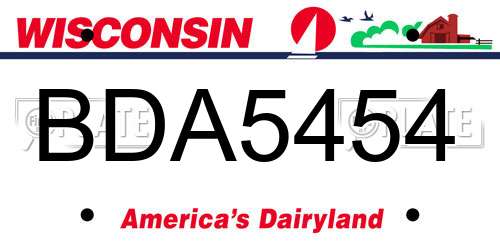 BDA5454 Wisconsin License Plate