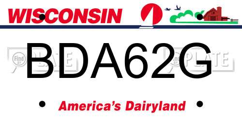 BDA62G Wisconsin License Plate
