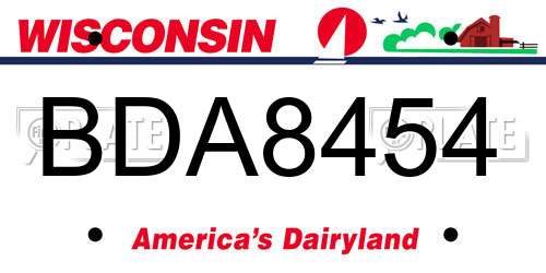 BDA8454 Wisconsin License Plate