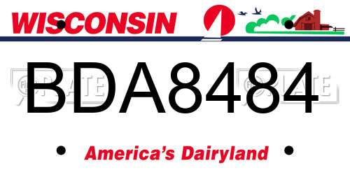 BDA8484 Wisconsin License Plate