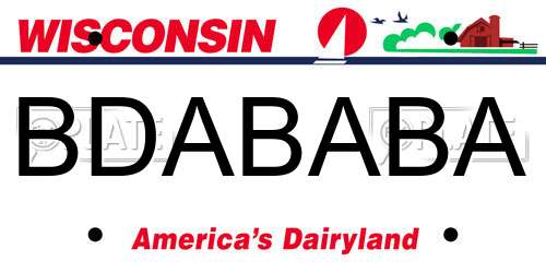 BDABABA Wisconsin License Plate