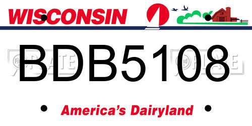 BDB5108 Wisconsin License Plate
