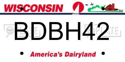 BDBH42 Wisconsin License Plate