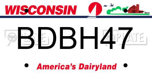 BDBH47 Wisconsin License Plate