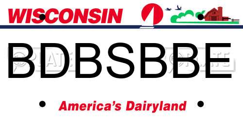 BDBSBBE Wisconsin License Plate