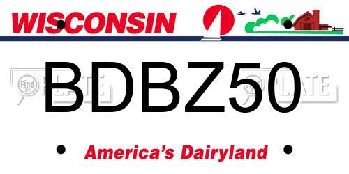 BDBZ50 Wisconsin License Plate