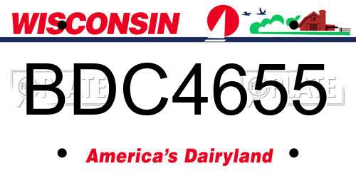 BDC4655 Wisconsin License Plate
