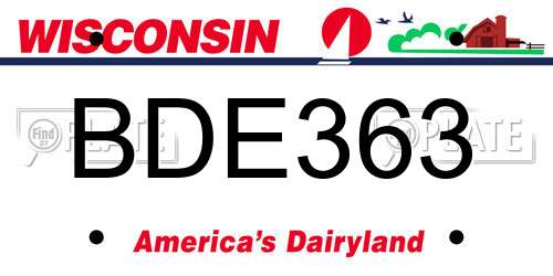 BDE363 Wisconsin License Plate