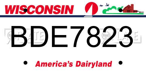 BDE7823 Wisconsin License Plate