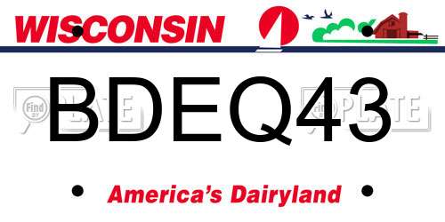BDEQ43 Wisconsin License Plate