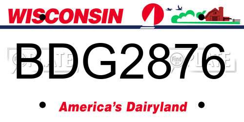 BDG2876 Wisconsin License Plate
