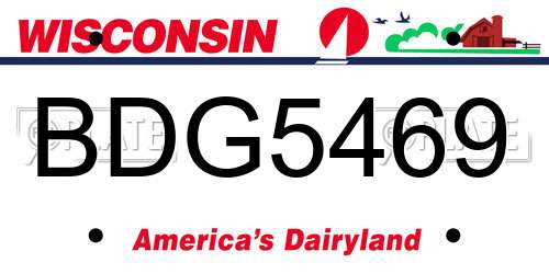 BDG5469 Wisconsin License Plate