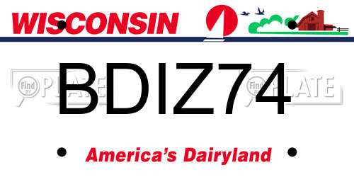 BDIZ74 Wisconsin License Plate