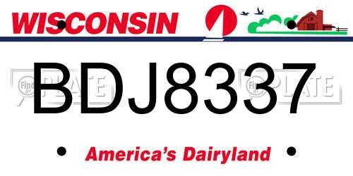 BDJ8337 Wisconsin License Plate