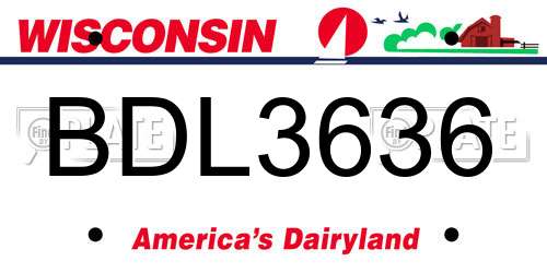 BDL3636 Wisconsin License Plate