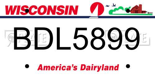 BDL5899 Wisconsin License Plate