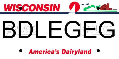 BDLEGEG Wisconsin License Plate