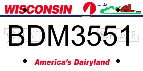 BDM3551 Wisconsin License Plate