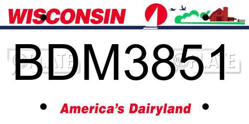 BDM3851 Wisconsin License Plate